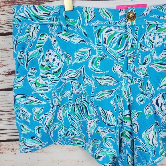 Lilly Pulitzer Womens Sz 12 Callahan Knit Turquoise Oasis Outta Line 5" Shorts - Picture 3 of 11